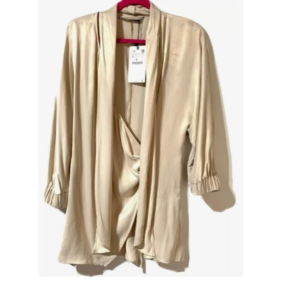ZARA SATIN EFFECT LONG TUNIC BLOUSE - Picture 9 of 16